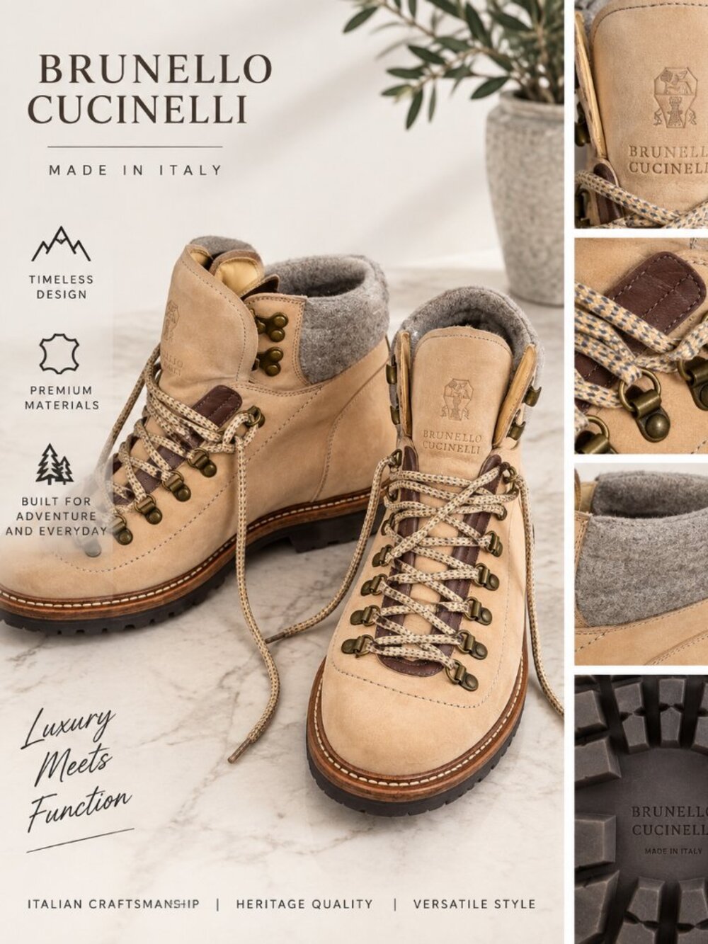 Brunello Cucinelli Suede Hiking Boots Size 43 – Made in Italy